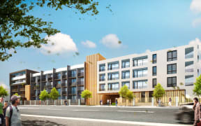 A plan of Rānui Apartments which is a 43-apartment complex in Christchurch set to open in November 2024 and is operated by the Bone Marrow Cancer Trust.
