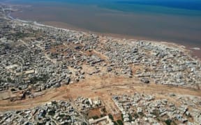 Aerial footage of Derna taken on 14 September shows the inundation from flash flooding when two dams burst.