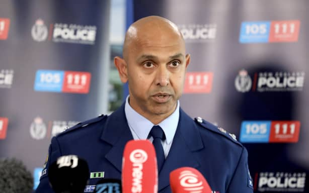 Auckland City District Commander Superintendent Sunny Patel speaking about a violent incident in Auckland's Epsom on 5 August, 2026.