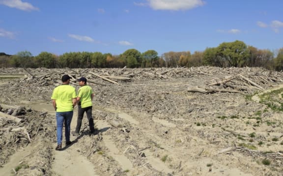 In one part of Paroa Station, three and a half hectares of slash and silt piled up during Cyclone Gabrielle.