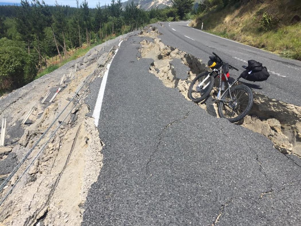 Damage to highways near Kaikoura.