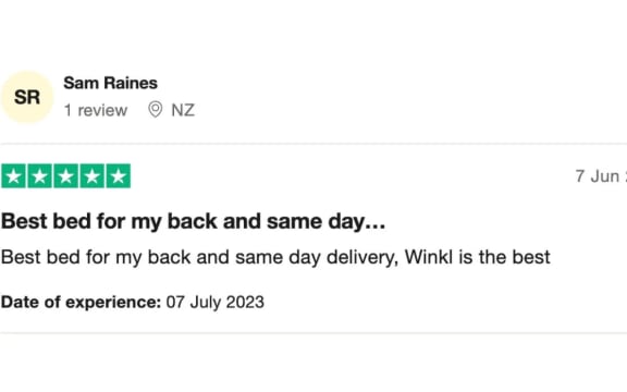 One of the TrustPilot reviews of Winkl.