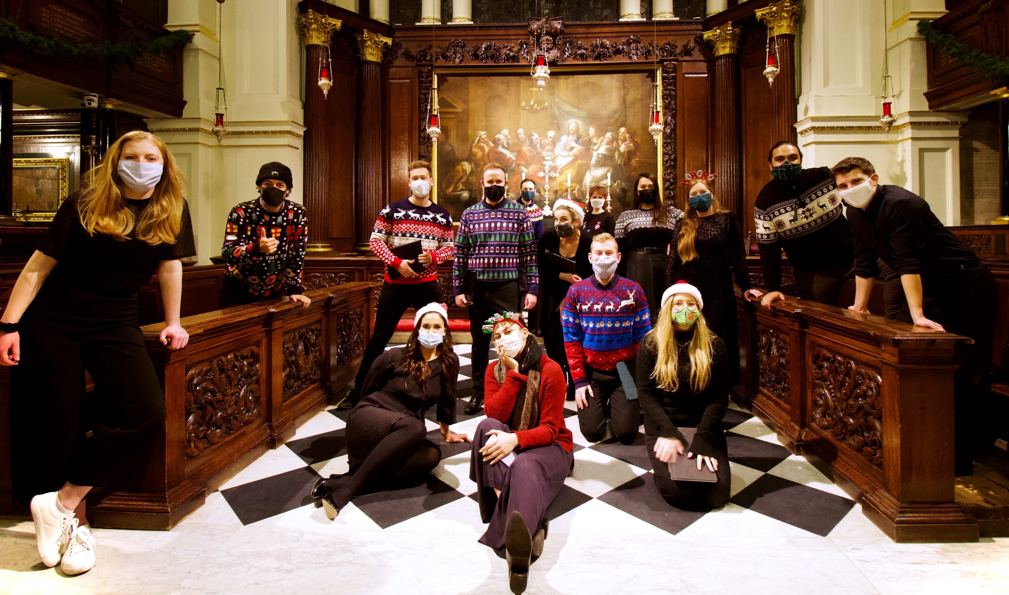 Whanau Voices of Aotearoa Christmas singers in St George’s church.