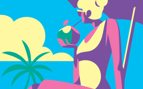 On holiday, illustration.