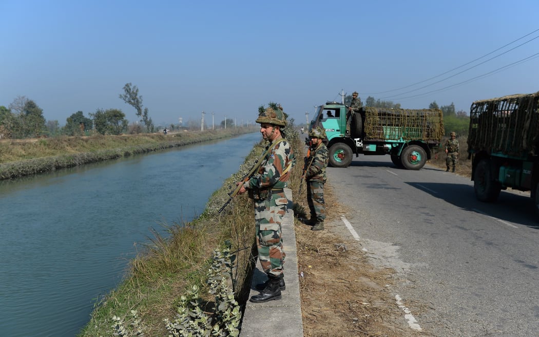 Indian security forces secure the Munak canal, which supplies water to New Delhi.