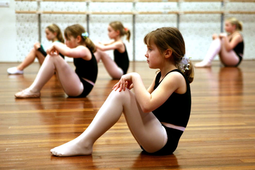 young girls in ballet class