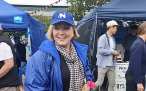 Judith Collins on the campaign trail at Smales Farm markets in Auckland on 11 October 2020.