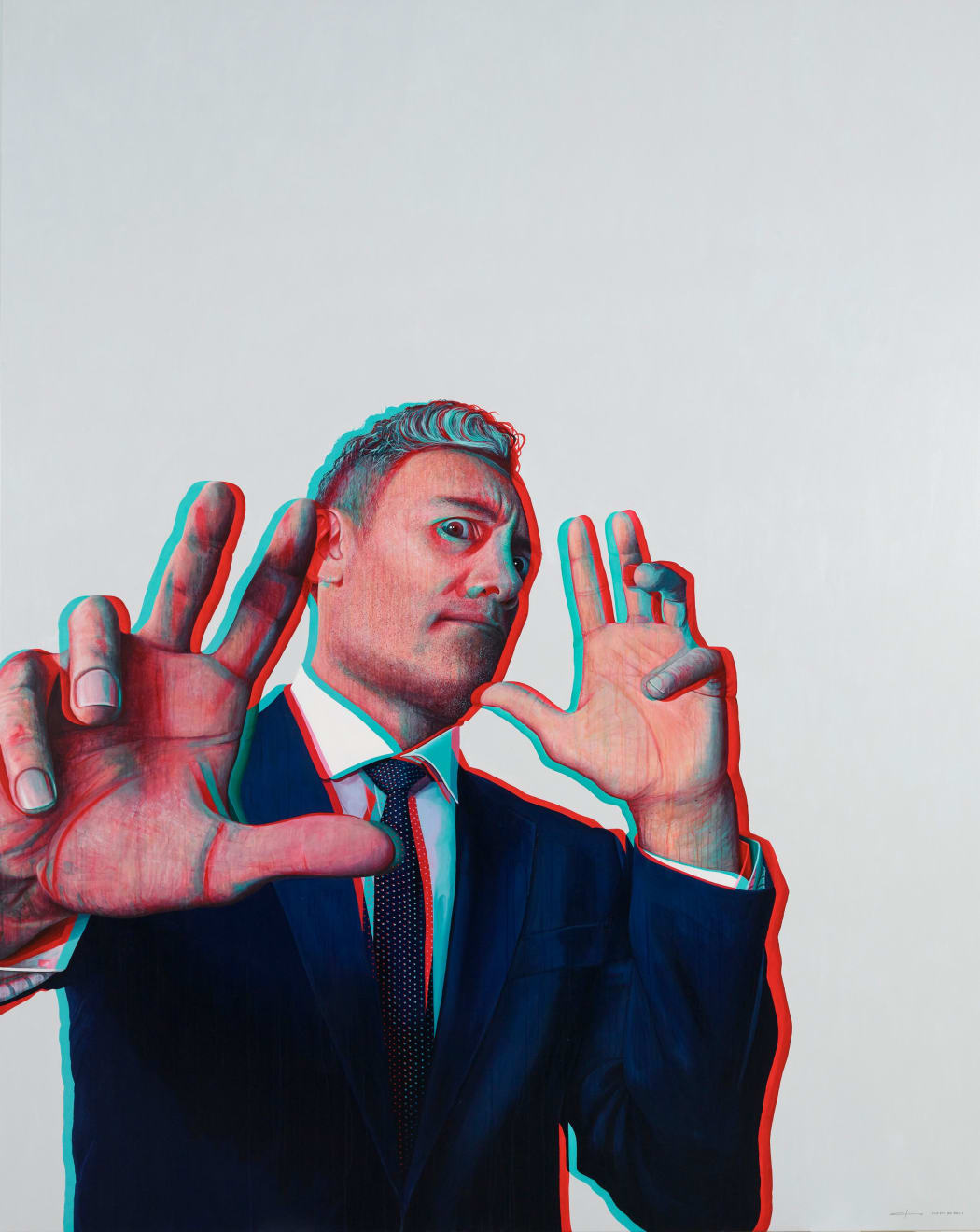 Artist Claus Stangl's painting of filmmaker, actor and comedian Taika Waititi