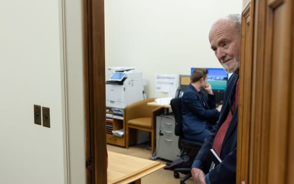 Duncan Webb's media advisor Chris Harrington takes a peak into the MP's office at Parliament to check on his interview with The House.