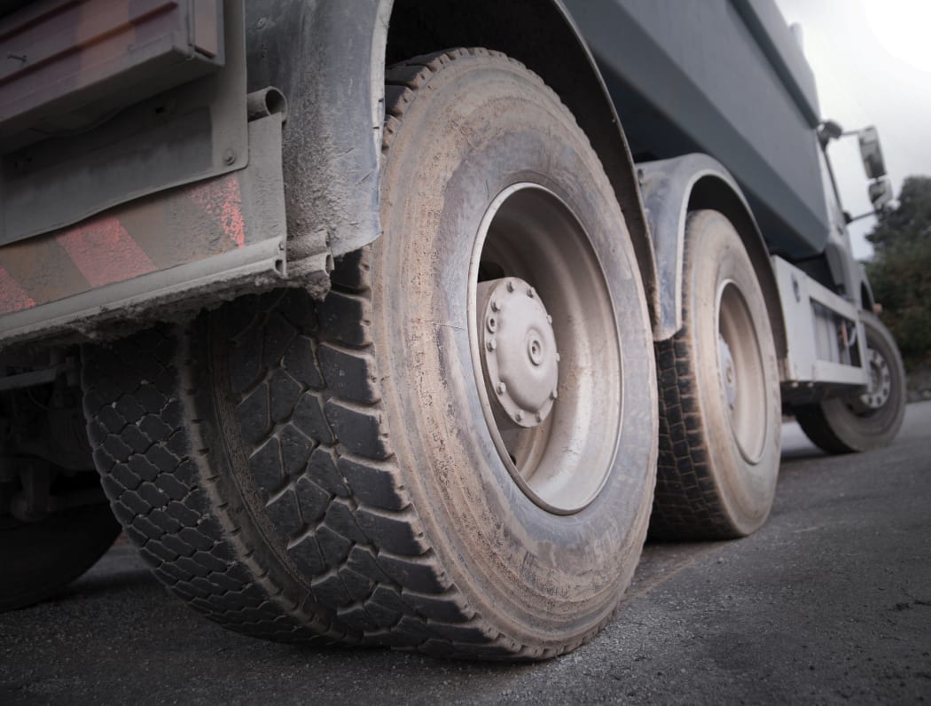 Stock image of wheels of a truck.