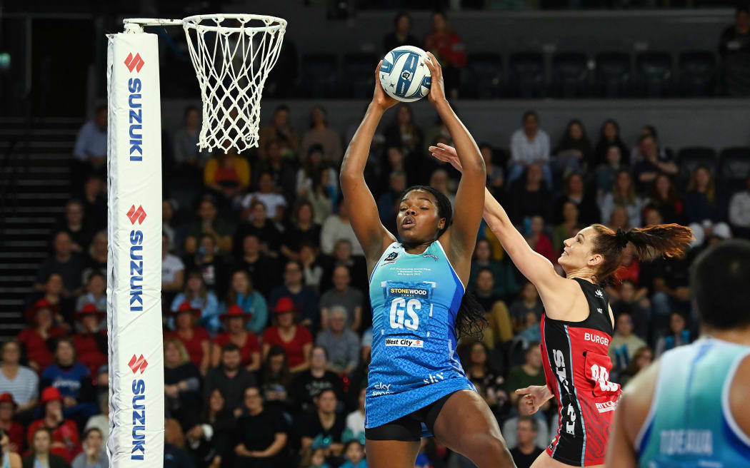 Grace Nweke.
ANZ Premiership netball final, Northern Mystics v Tactix. Spark Arena, Auckland. Sunday 8 August 2021.