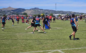 Rangatahi play Kī ō Rahi at Lancaster Park in Christchurch on Tuesday 10 December 2024.