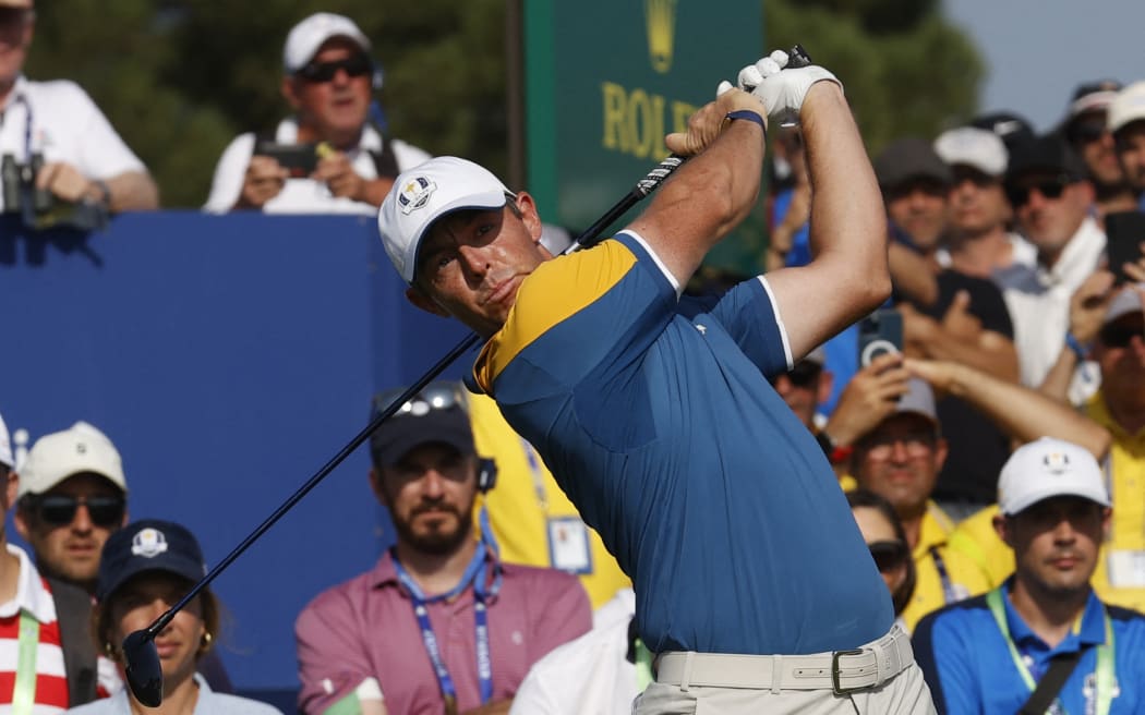 Rory McIlroy  during the 44th Ryder Cup Matches , Europe versus USA, Day 3 on 1st October  2023 at Marco Simone Golf  Rome, Italy.