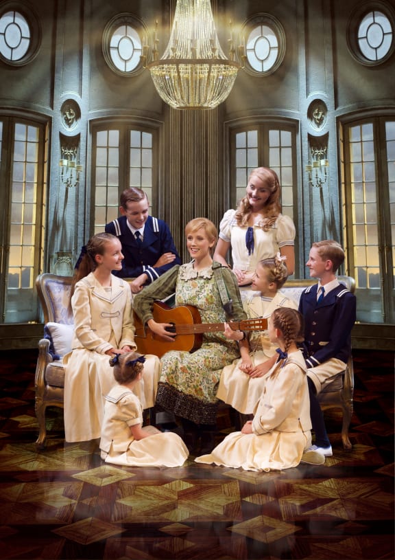 Maria with the Von Trapp children, played by New Zealand actors.