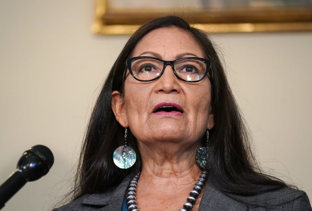 Representative Deb Haaland (D-NM) at the Back the Thrive Agenda press conference at the Longworth Office Building on September 10, 2020 in Washington, DC.