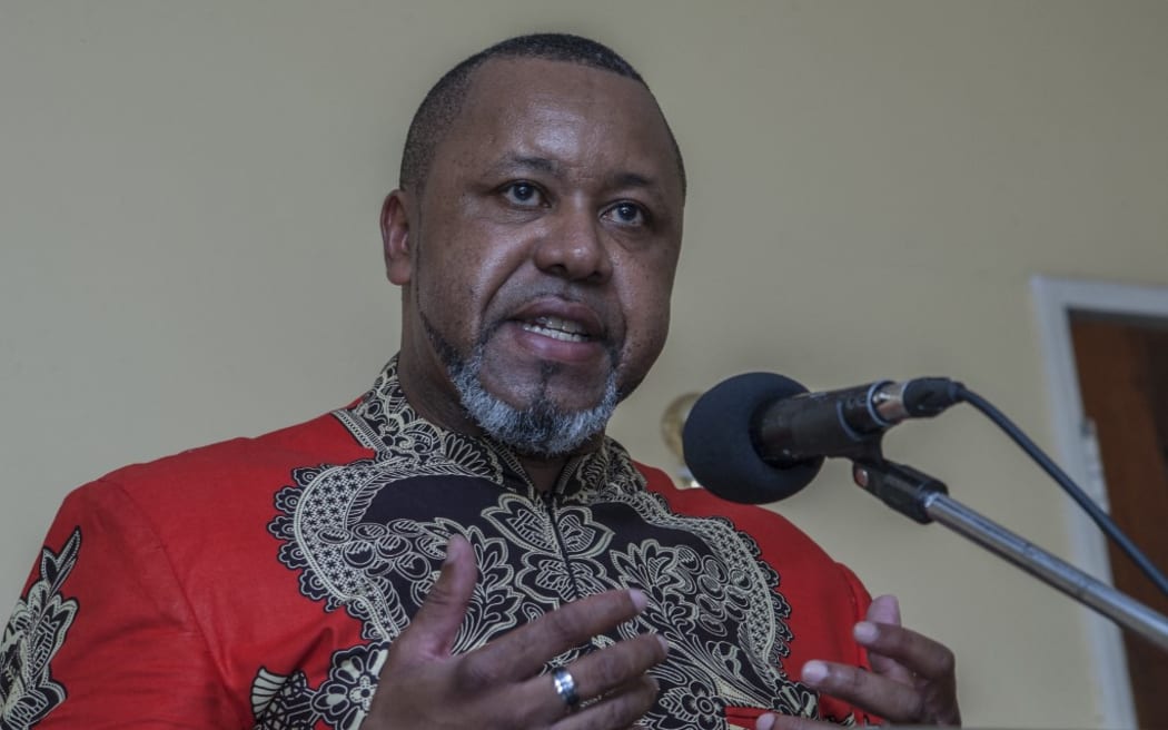 (FILES) Malawi's re-instated Vice President, Saulos Chilima, speaks at a press conference at his private residence in Lilongwe on February 5, 2020 following  the Lilongwe Constitutional Court's decision  on February 3, 2020, to nullify presidential results of the May 21, 2019, Tripartite Elections. A military aircraft carrying Malawi's vice president Saulos Chilima has been reported missing after it failed to make a landing on June 10, 2024, the government said. (Photo by AMOS GUMULIRA / AFP)