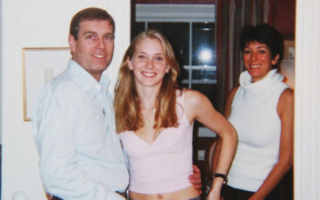The Duke of York Prince Andrew, Virginia Roberts (now Giuffre) and Ghislaine Maxwell in 2001.