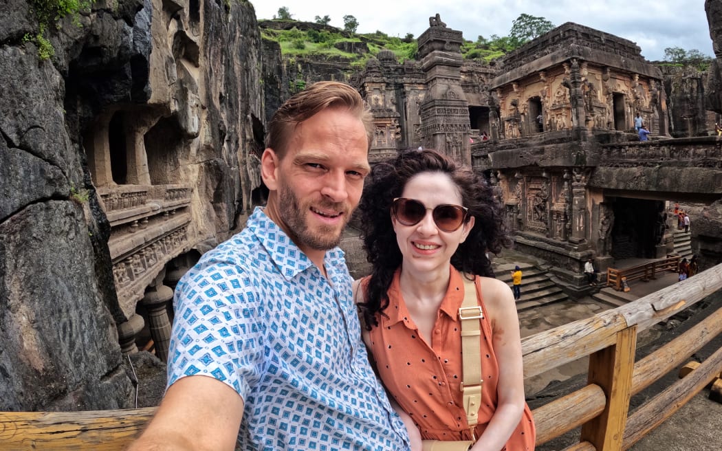 Karl Rice and his wife, Manisha Malik.