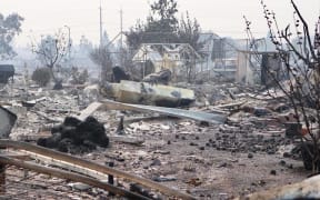 Destruction after the wildfires swept through Sonoma Valley, California.