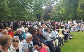 Crowds gather to mark the fifth anniversary of the February earthquake.