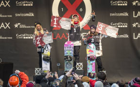 Christy Prior (L) on the podium in Switzerland