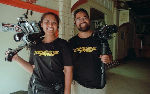 Abba-Rose and Stallone Vaiaoga-Ioasa on set.