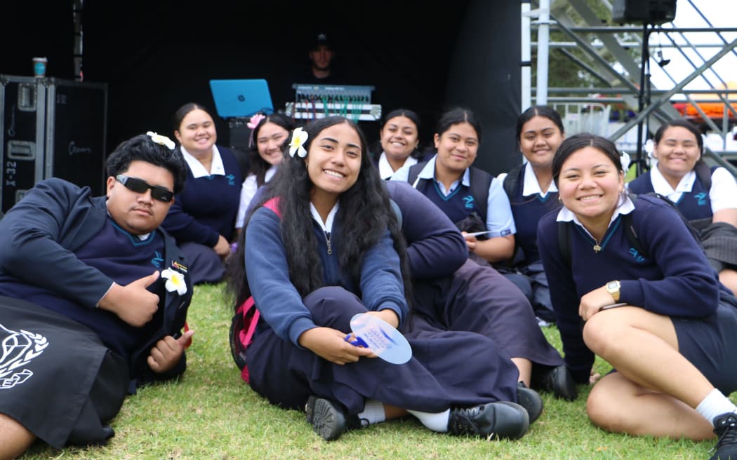Supporters from Mangere College cheering on their speech contestants.
