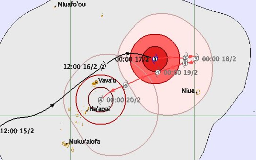 Cyclone Winston forecast map.