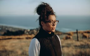 Isla Reeves on the port hills, Christchurch