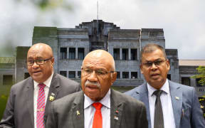 Manoa Kamikamica, left, Sitiveni Rabuka, middle, and Biman Prasad, right. ,