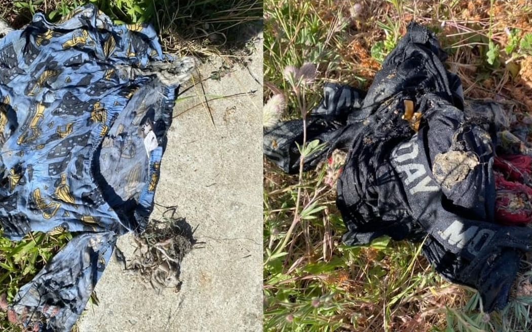 Some of the flushed underwear that has caused blockages at the Eureka Street wastewater pump station in Alexandra.