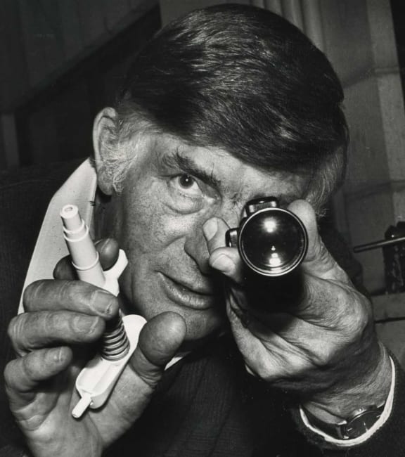 Colin Murdoch with two of his inventions.