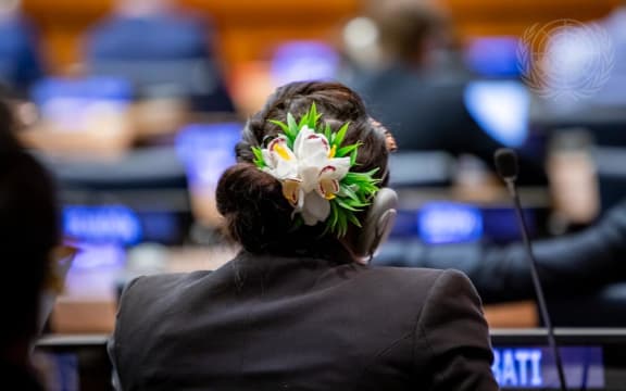 A delegate from Kiribati in a meeting during the third day of the general debate of the General Assembly's eightieth session.