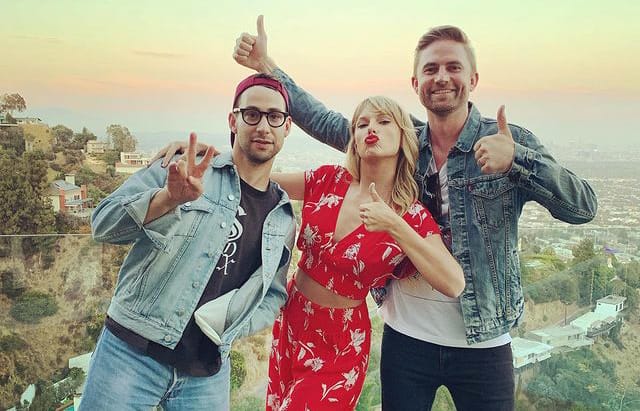 Joel Little (right) with Jack Antonoff and Taylor Swift, September 4, 2019.