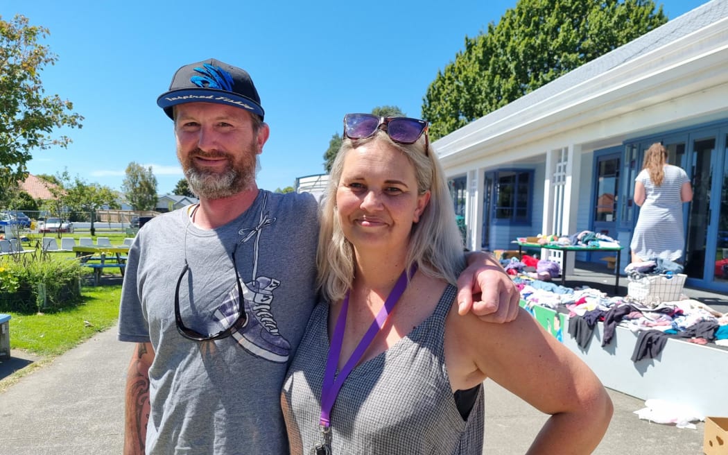 CJ Furlong (pictured with his cousin, teacher Hannah Furlong-Giddens) drove nine hours from the North Shore to deliver a trailer load of clothes and supplies for the community.