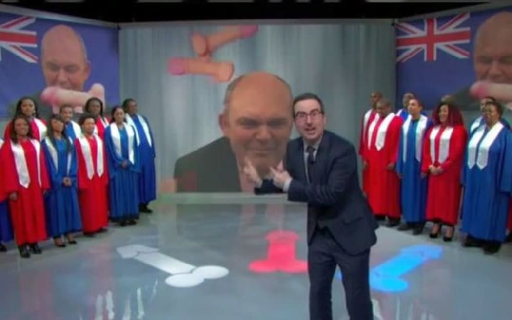 US comedian John Oliver discusses the dildo incident