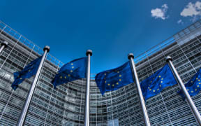 European Union flags in Brussels