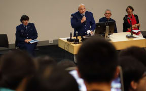 Joe Tipene speaking at a meeting at the University of Auckland on 1 April 2016 prompted by recent violent attacks on international students.