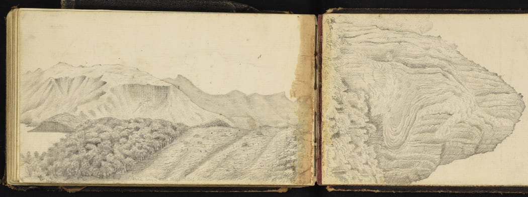 Sketches from a surveyor's field notebook.