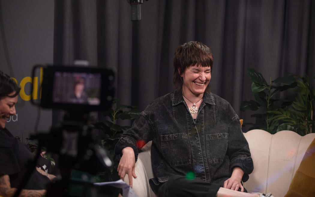 Jen Cloher in studio with Anika Moa for the podcast 'It's Personal with Anika Moa'