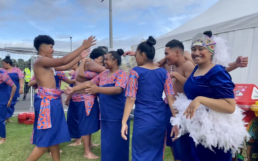 Mangere College Students all smiles after performing at Polyfest.