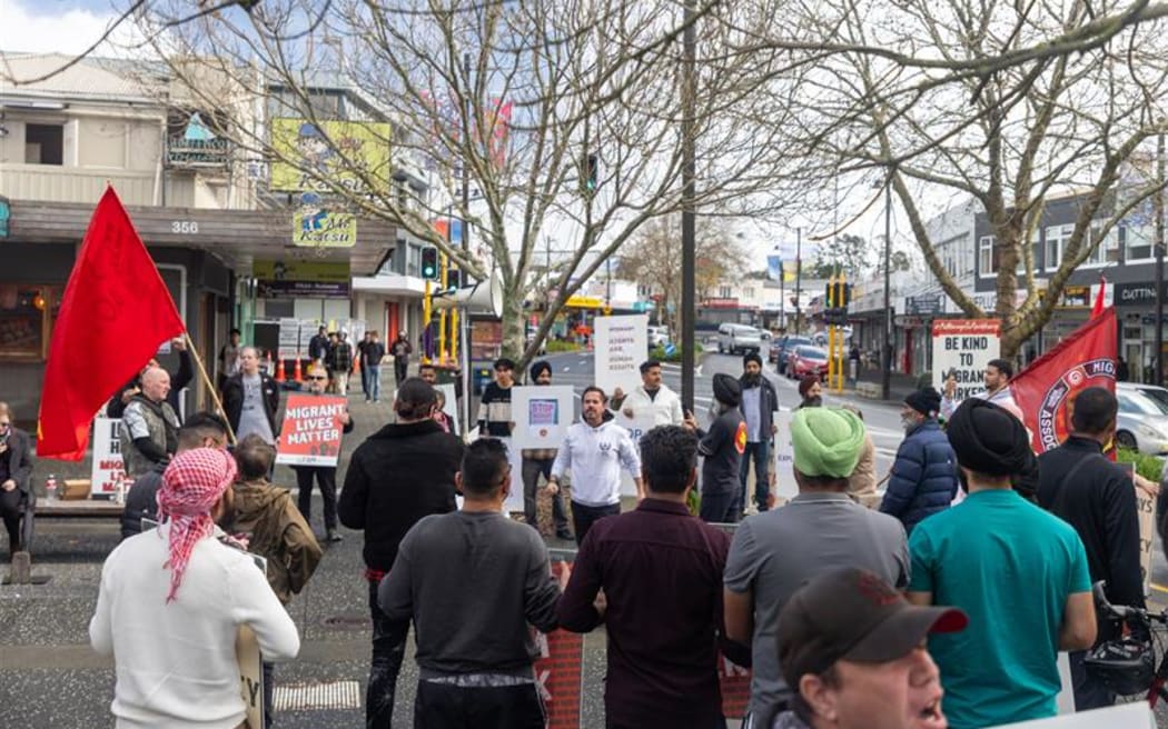 More than 30 people gathered in Henderson on Saturday, demanding justice for a migrant worker who was allegedly assaulted.