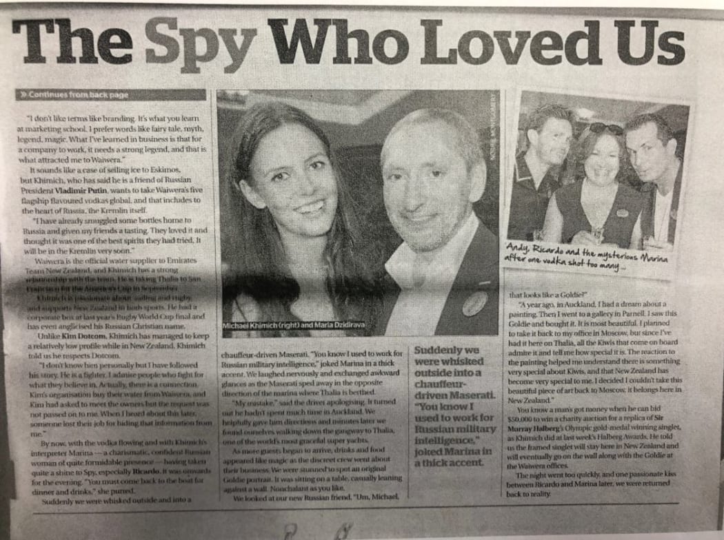 This piece from the Herald's Spy pages referred to the 'mysterious Marina' and how Khimich was friends with Putin, seemingly taking everything at face value.