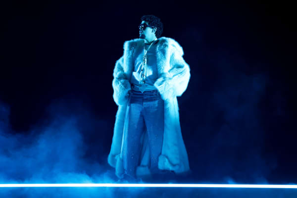 Bad Bunny performs onstage at the 2025 iHeartRadio Music Awards at Dolby Theatre on March 17, 2025 in Hollywood, California.