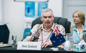 Commerce Minister Scott Simpson at the PACER Plus meeting in Honiara.