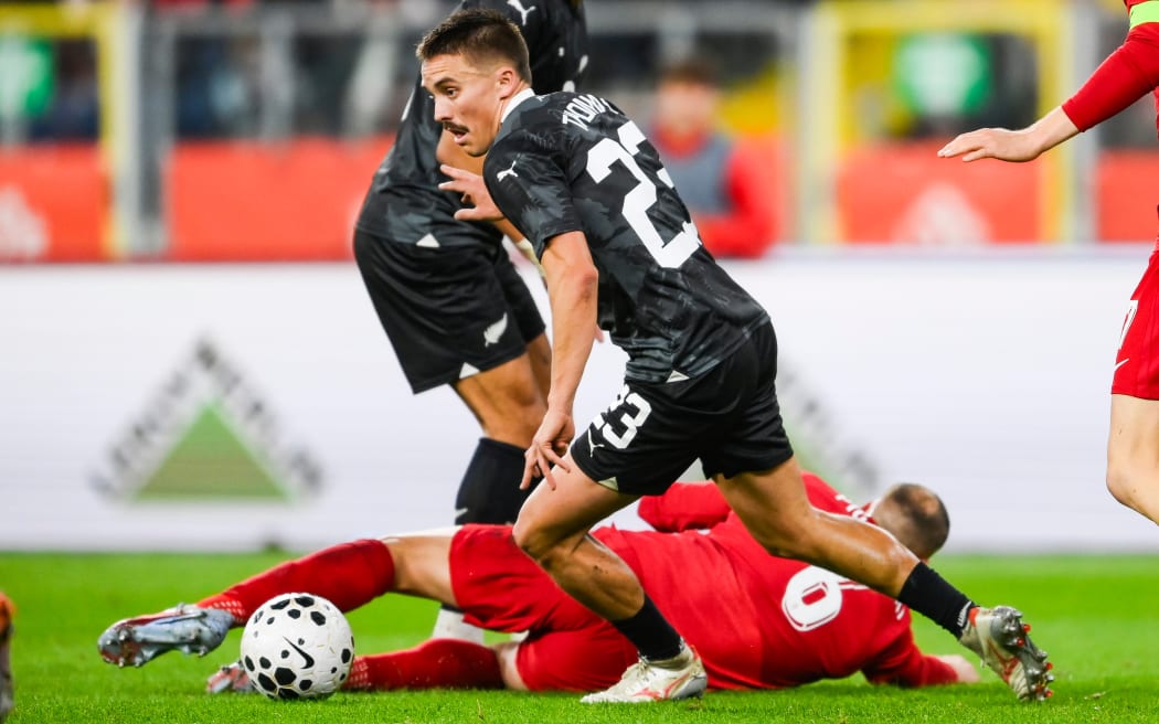 Ryan Thomas of New Zealand in action against Poland, 2025.