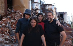 The Breeders: L-R Josephine Wiggs, Kim Deal, Kelley Deal, Jim McPherson