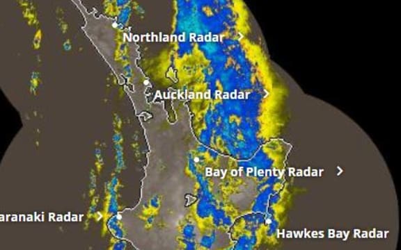 Rain falling in the North Island.