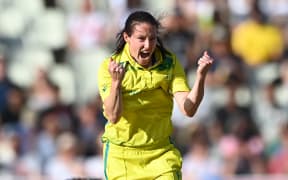 Australian bolwer Megan Schutt celebrates