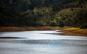 Aerials and stills of the Upper Mangatangi Dam at 44% of capacity